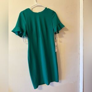 Calvin Klein Teal Ruffle Sleeve Mini Dress